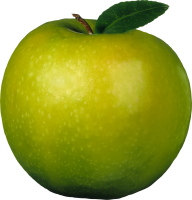 Greenish Apple with Single Leaf
