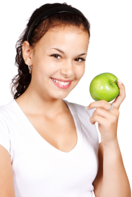 Model with an Apple Fruit Png