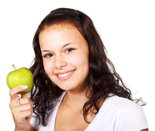 Female Model with Apple Png Free Download
