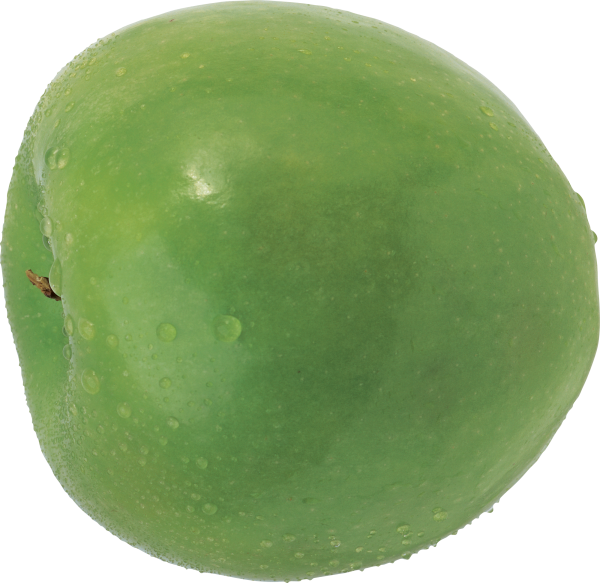 Green Apple With Rain Drops Png