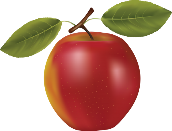 Reddish Apple Clipart with leaves
