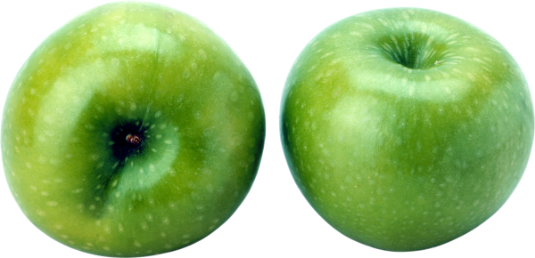 Two Green Apple Png showing Two sides